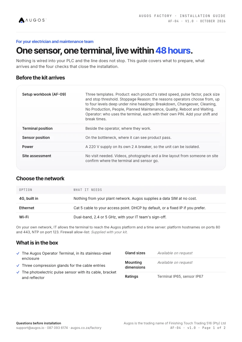 Installation guide, page 1