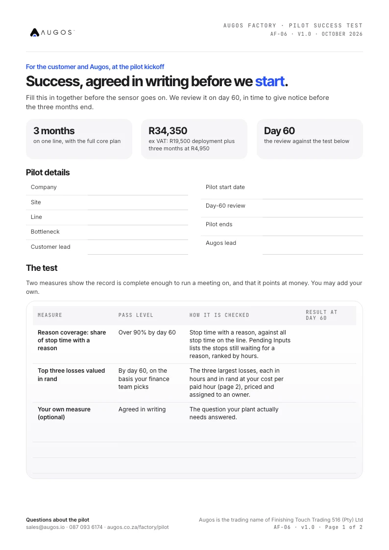 Pilot success test, page 1