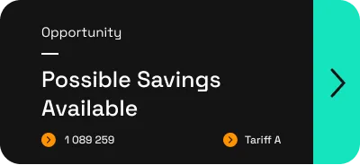 The saving tile reading Possible Savings Available, with an amount and the tariff name